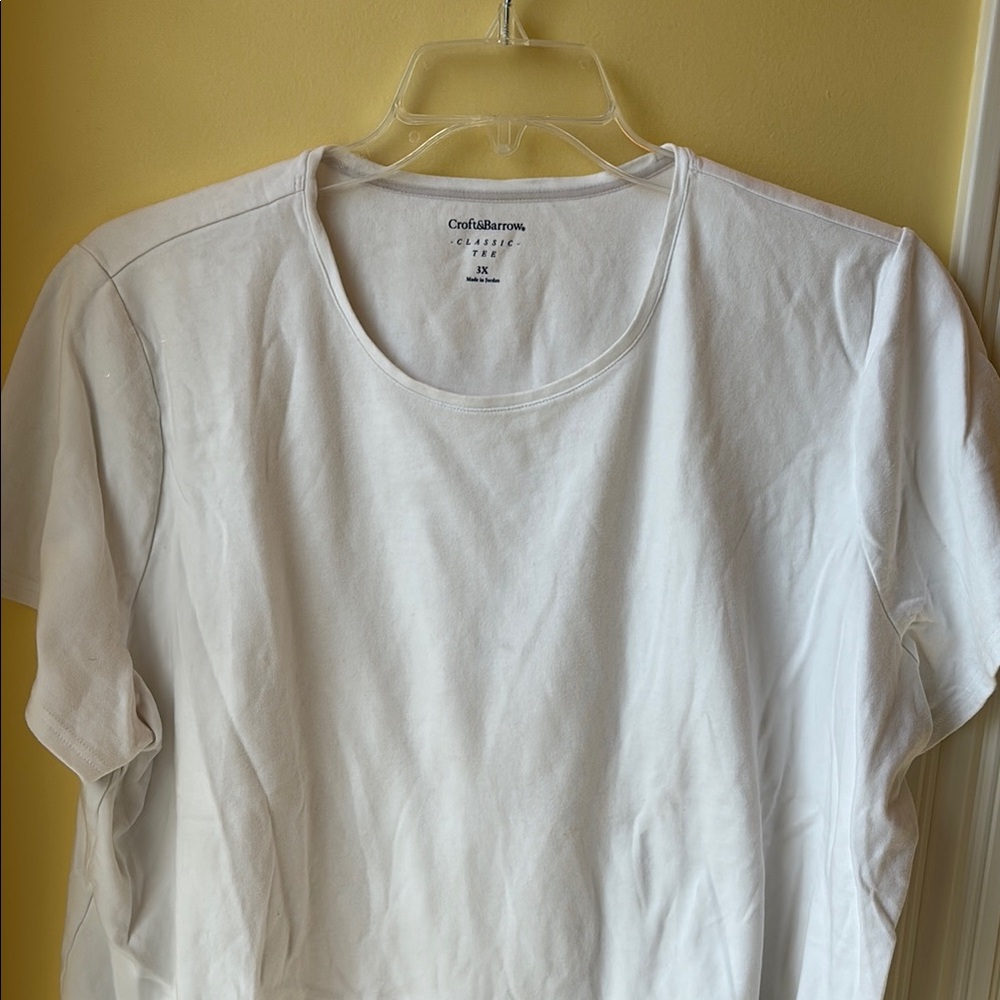 Croft & Barrow White Short Sleeve Tee Shirt top 3X